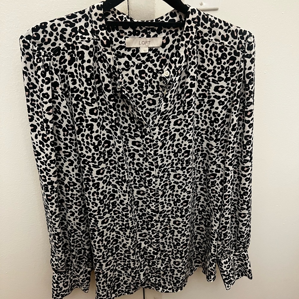 LOFT leopard work blouse, size L